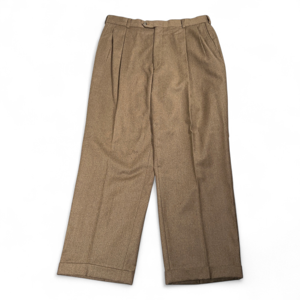 Vintage Hart Schaffner Marx Dress Pants Mens 35x29 Brown Wool USA Union 80s